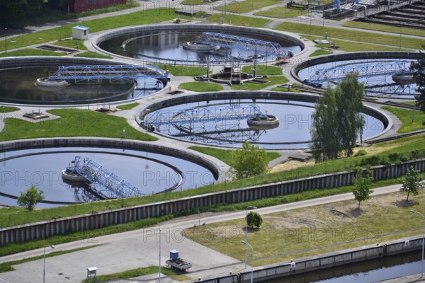 Aerial view of sewage water treatment plant in Prague, Czech republic