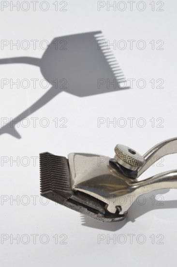 Old vintage hair clippers isolated on white background Prague Czech republic
