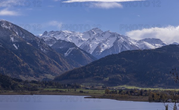Landscape panorama, autumn, mountains, lake, snow, Zell am See, Pinzgau