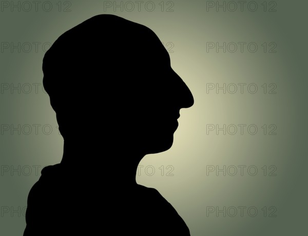 Silhouette of James Hutton, 1726 – 1797, Scottish geologist, agriculturalist, chemical manufacturer, naturalist and physician, the Father of Modern Geology, digitally edited