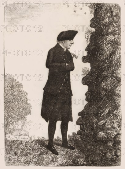 Portrait of, 1726 – 1797, Scottish geologist, agriculturalist, chemical manufacturer, naturalist and physician, the Father of Modern Geology, digitally edited based on a sketch by John Kay