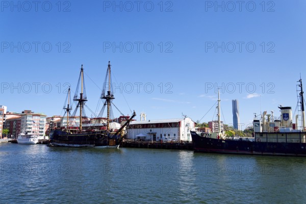Worlds largest ocean going wooden sailing ship, replica of historic Swedish East Indiaman Gotheborg docked in harbor Eriksberg on May 12, 2025 in Gothenburg, Sweden