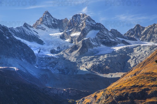 Autumn landscape on the Sunnegga with Zinalrothorn 4221m, Zermatt, Mattertal, Valais, Switzerland