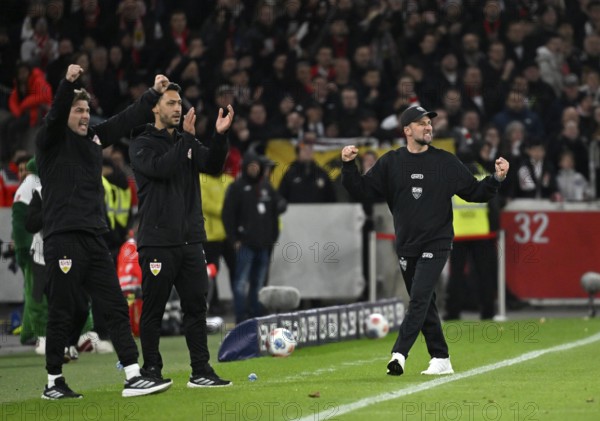 Cheers coach Sebastian Hoeness VfB Stuttgart on the sidelines MHPArena, MHP Arena Stuttgart, Baden-Württemberg, Germany