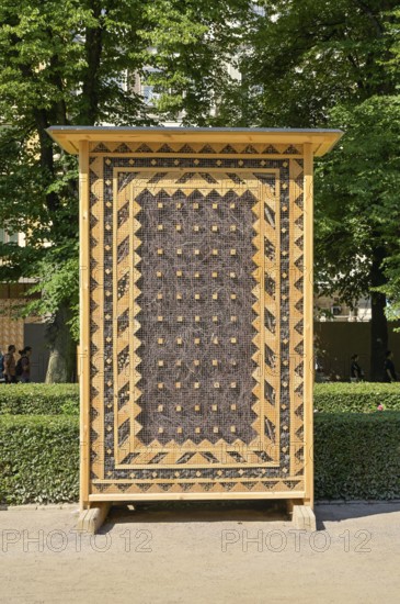 Artwork by Kalle Hamm and Dzamil Kamanger, insect hotel bug Rugs, 2025, Biennale, Esplanadi City Park, Eteläesplanadi, Pohjoisesplanadi, Old Town, Helsinki, Finland