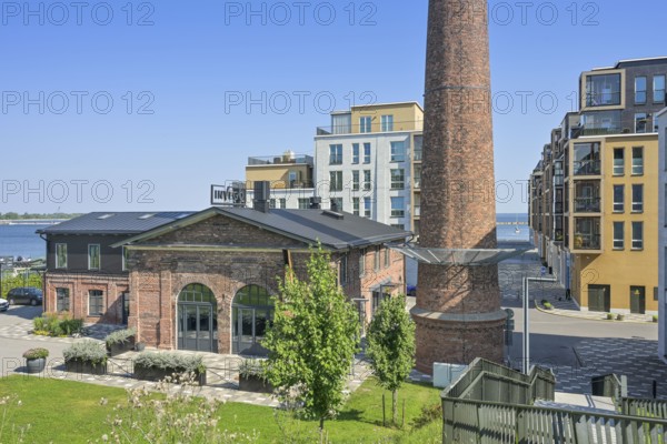 New buildings, old buildings, chimneys, residential buildings, Noblessner harbour district, Kalamaja, Tallinn, Estonia