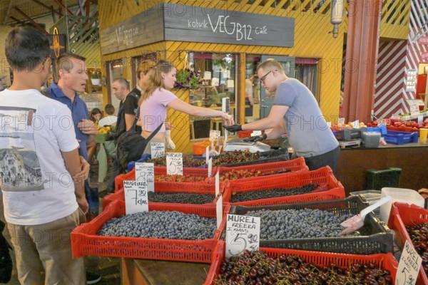 Blueberries, cherries and other fruits, Baltic Station market, Balti Jaama Turg, Kalamaja, Tallinn, Estonia