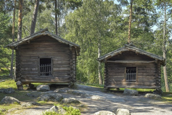 Barns, old wooden house, Seurasaari Open Air Museum, Seurasaaren Ulkomuseo, Helsinki, Finland