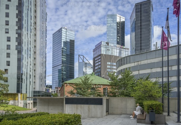 Modern office buildings, high-rise buildings, Maakri-Kvartal business district, Tallinn, Estonia