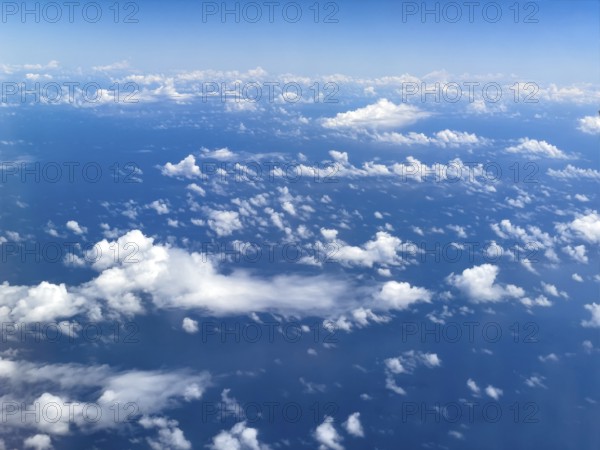 View from airplane of white light cluster cloud Cirrocumulus cloud, international