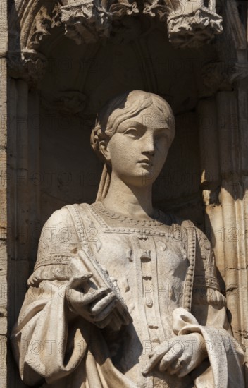 Sculpture at City Hall on Grand Place, Brussels, Belgium