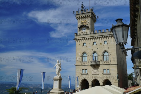 San Marino, Palazzo Pubblico, Piazza della Liberta, Statue of Liberty, Monte Titano, Republic of San Marino, Italy