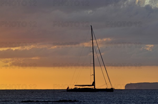 A sailing-yacht off the coast of Majorca in the evening, balearics, spain