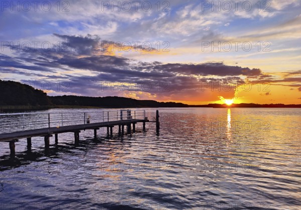 Sunset over Lake Gudelack, Lindow (Mark), Stechlin-Ruppiner Land nature park Park, Brandenburg, Germany