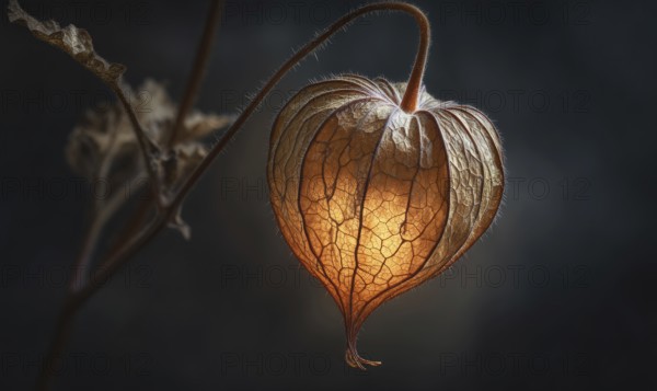 A flower with a yellow center and brown petals is shown in a dark background. The flower is the main focus of the image, and it is a beautiful. AI generated