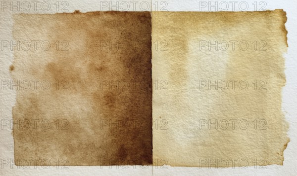 Two pieces of paper with a brownish color. The paper is folded in half and has a rough texture. AI generated