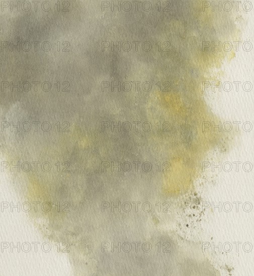 A painting of a yellow and brown substance with a greyish background. The painting has a mood of chaos and disorder. AI generated