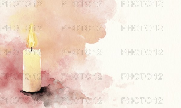 A candle is lit in a painting with a pink background. The candle is the main focus of the painting, and it creates a warm and cozy atmosphere. AI generated