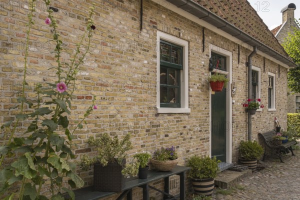 Street with residential building, Bourtange Fortress, Groningen Province, Netherlands