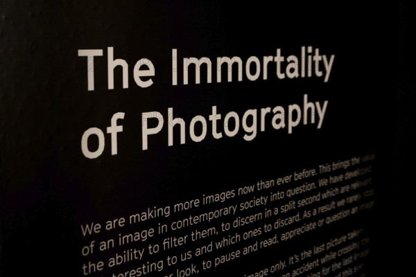 WROCLAW, POLAND - DECEMBER 17, 2016: The inscription on the photographic exhibition Photography Never Dies