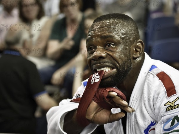 WROCLAW, POLAND - JULY 29, 2017: Ju-Jitsu Fighting tournament during the The World Games 2017. Fighter Kunsa Bi Aku Percy (FRA) after fight