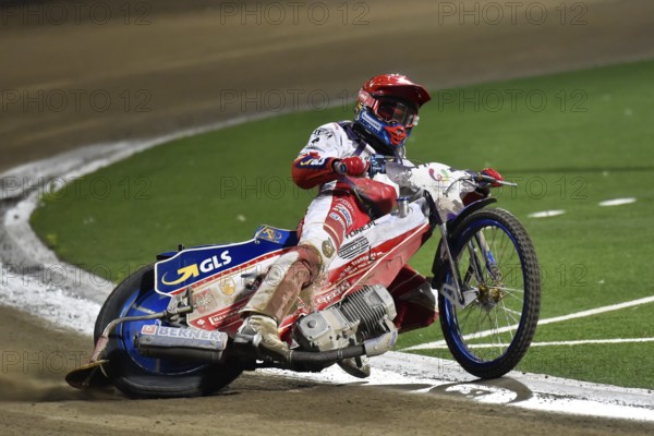 WROCLAW, POLAND - JULY 29, 2017: Speedway couple turnament race Poland - Australia during The World Games 2017. In action Bartosz Zmarzlik