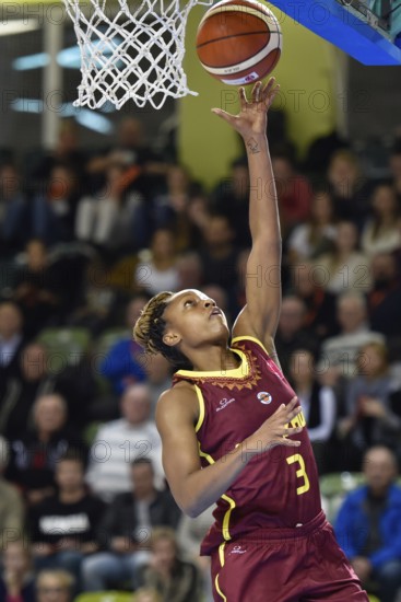 POKOWICE, POLAND - NOVEMBER 9, 2016: Women basketball Euroleague match CCC Polkowice - Nadezhda Orenburg. In action Tiffany Mitchell