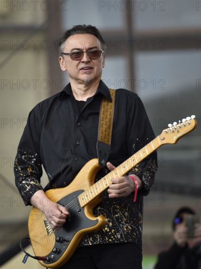 WROCLAW, POLAND - MAY 1, 2016: Leszek Cichonskil during events Guitar Guinness World Record. Over 7 thousands guitarists achieve new Guiness Record playing Hey Joe by Jimi Hendrix