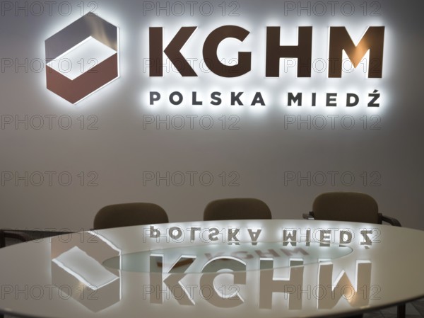 GLOGOW, POLAND - JANUARY 20, 2017: Logo KGHM one of the leading producers of copper and silver in the world