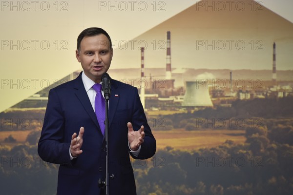 GLOGOW, POLAND - JANUARY 20, 2017: Polish President Andrzej Duda during the official opening of the new production line in Copper Smelter Glogow