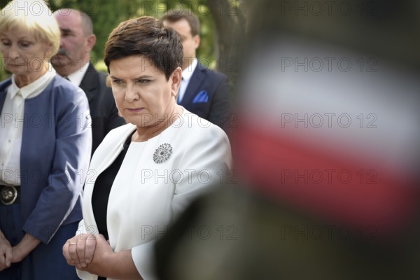 LUBIN, POLAND - AUGUST 31, 2017: Celebrations of the 35th anniversary of the Lubin Crime and the 37th anniversary of the founding Solidarnosc. Polish Prime Minister Beata Szydlo at the cmentary