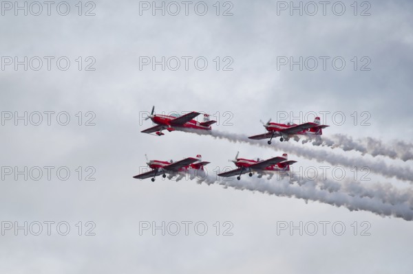 GDYNIA, POLAND - AUGUST 12, 2017: Acrobatic Group Zelazny (Iron) show during the air show Aerobaltic 2017