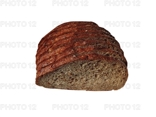 Black rye craft yeast-free bread on a white background
