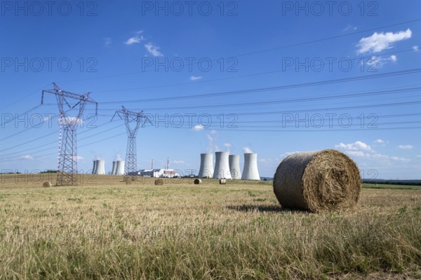 Cooling towers at nuclear power plant, energy self-sufficiency, greenhouse emission reduction and global warming concept Dukovany Czech republic