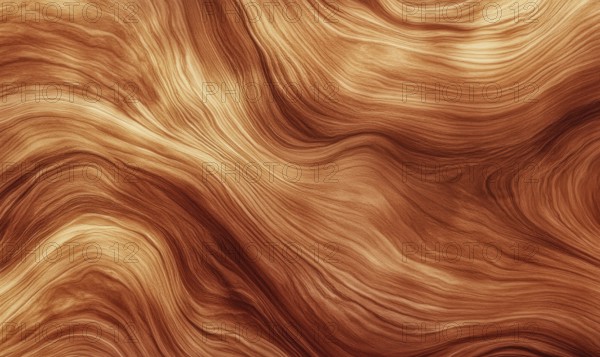 A wooden surface with a wavy texture. The wood appears to be aged and has a warm, earthy tone. The texture of the wood is rough and uneven, giving it a natural, organic feel AI generated