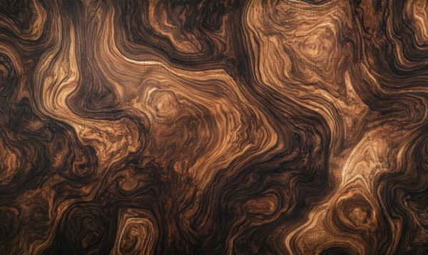 Swirling pattern in brown resembling wood grain with an organic feel AI generated