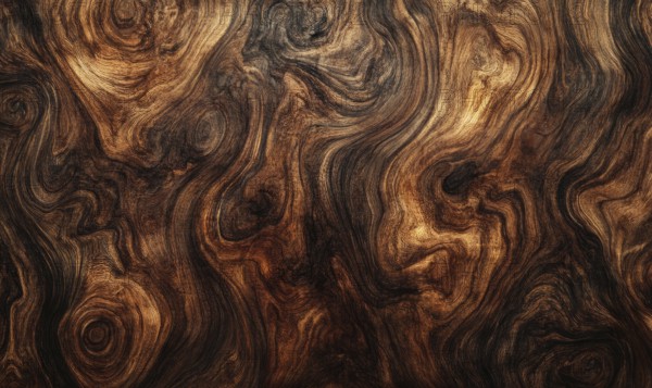Natural wood grain appearance with swirling textures in brown tones AI generated