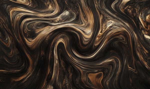 Dynamic abstract pattern in brown and black with swirling textures AI generated