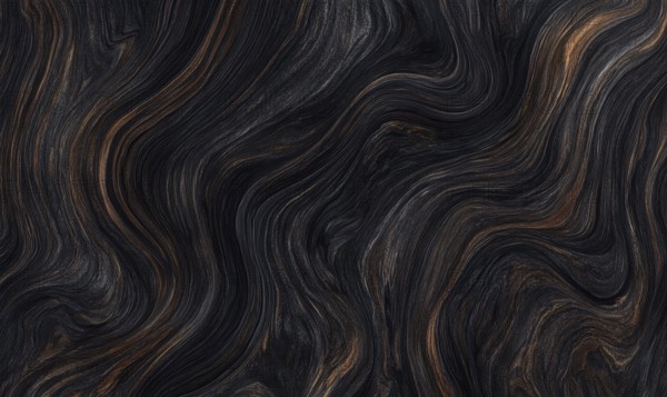 Dark swirling pattern with wood grain appearance in brown and black tones. AI generated