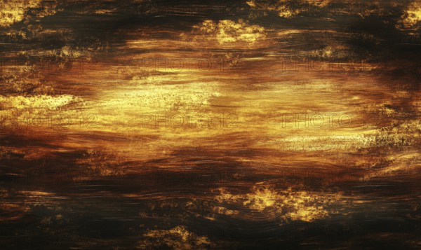 A painting of a dark, burnt out background with a goldish hue. The painting is abstract and has a moody, somber feel to it AI generated