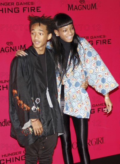 Jaden Smith and Willow Smith at the Los Angeles premiere of 'The Hunger Games: Catching Fire' held at the Nokia Theatre L.A. Live in Los Angeles, USA on November 18, 2013, Los Angeles, CA, USA, Los Angeles, California, USA