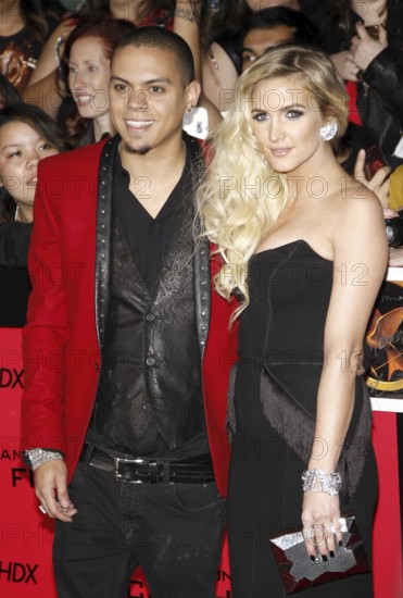 Evan Ross and Ashlee Simpson at the Los Angeles premiere of 'The Hunger Games: Catching Fire' held at the Nokia Theatre L.A. Live in Los Angeles, USA on November 18, 2013, Los Angeles, CA, USA, Los Angeles, California, USA