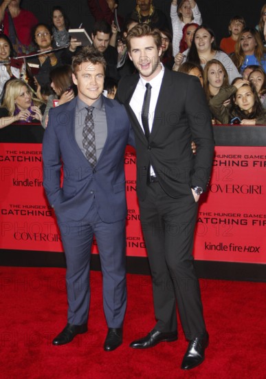 Luke Hemsworth and Liam Hemsworth at the Los Angeles premiere of 'The Hunger Games: Catching Fire' held at the Nokia Theatre L.A. Live in Los Angeles, USA on November 18, 2013, Los Angeles, CA, USA, Los Angeles, California, USA