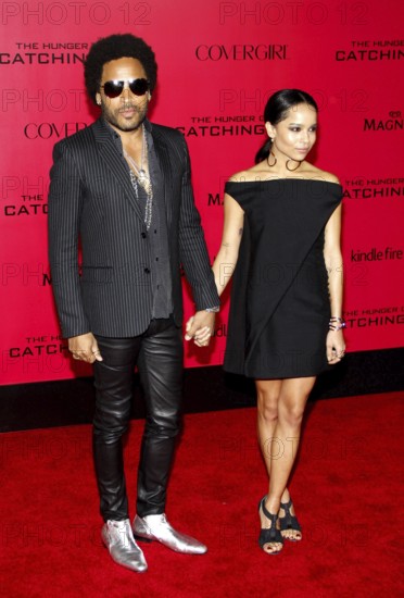 Lenny Kravitz and Zoe Kravitz at the Los Angeles premiere of 'The Hunger Games: Catching Fire' held at the Nokia Theatre L.A. Live in Los Angeles, USA on November 18, 2013, Los Angeles, CA, USA, Los Angeles, California, USA