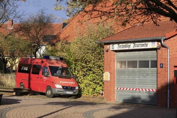 Volunteer fire department, fire truck, mountain village Lüdersen, City of Springe, Hanover Region, Lower Saxony, Germany