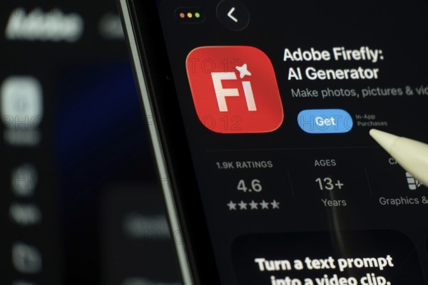 Dhaka, Bangladesh- 24 Oct 2025: A iPad screen displaying the Adobe Firefly app on App store