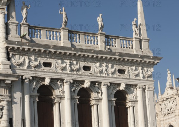 Detail of library Marchiala on San Marco square, Venice, Italy