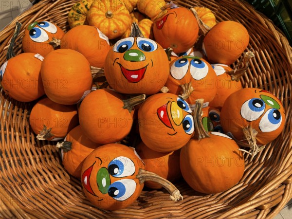 Painted pumpkins with faces