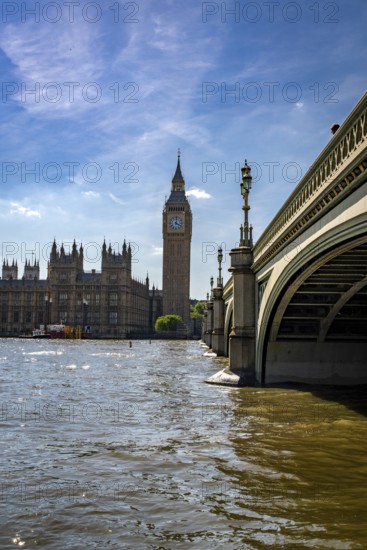 London, United Kingdom - 14 May 2025: A classic view of the London skyline with the Houses of Parliament and Big Ben