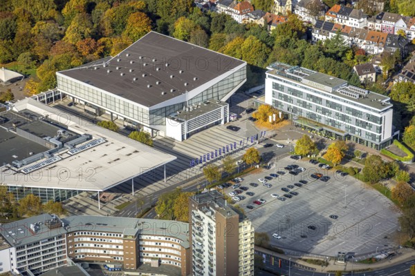 Aerial view, Grugahalle, Messe Essen, Bredeney, Essen, Ruhr area, North Rhine-Westphalia, Germany, DE, Europe, aerial photography, aerial photography, exhibition grounds, overview, birds-eyes view, overview